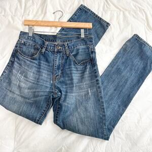 Rustic Blue Men’s Bootcut Jeans Size 32x34 Medium Wash Frayed Denim